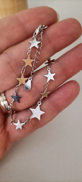 Conjunto Plata Collar y Pulsera Estrellas