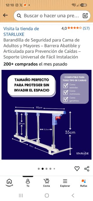 Barandilla Seguridad Cama Adultos/Mayores