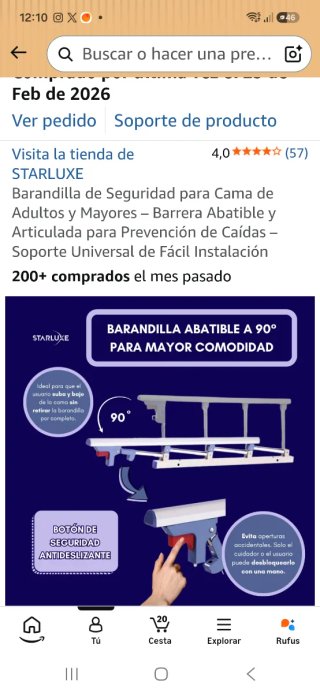 Barandilla Seguridad Cama Adultos/Mayores