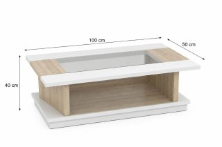 Mesa de centro moderna cristal y madera
