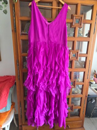 Vestido fiesta volantes rosa/morado