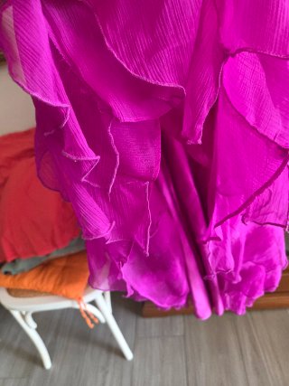 Vestido fiesta volantes rosa/morado