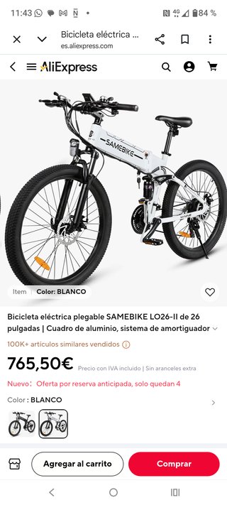 Bicicleta eléctrica plegable SAMEBIKE LO26 M-Nine