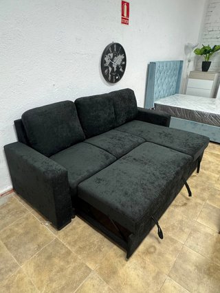 Sofá cama chaise longue negro ¡NUEVO¡