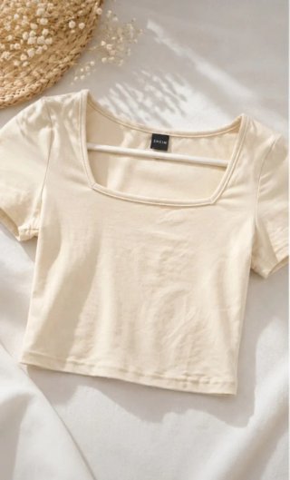 Top SHEIN beige escote cuadrado