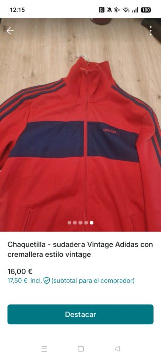 Chaqueta Adidas Vintage Roja y Azul