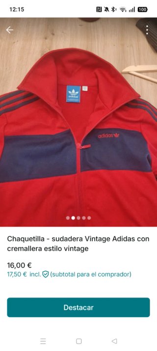 Chaqueta Adidas Vintage Roja y Azul