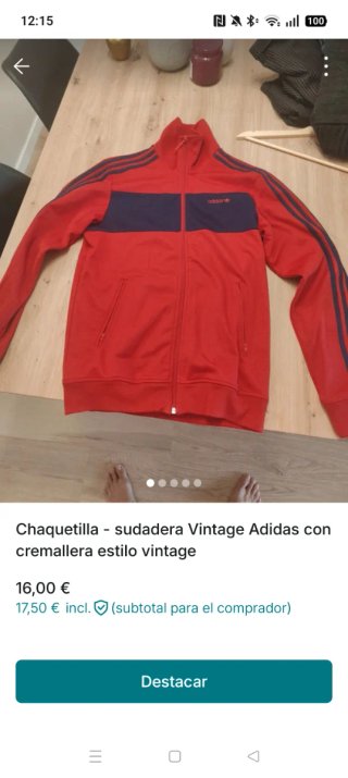 Chaqueta Adidas Vintage Roja y Azul