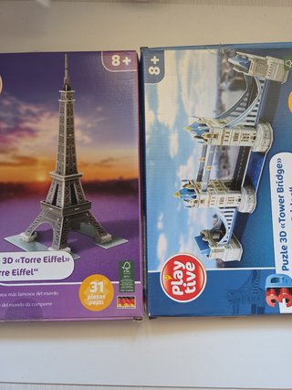 Lote 2 Puzzles 3D Torre Eiffel y Tower Bridge