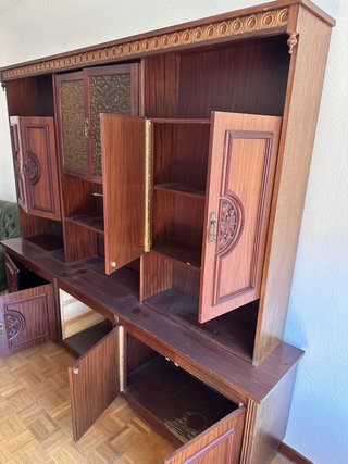 Armario Biblioteca Madera y Cristal