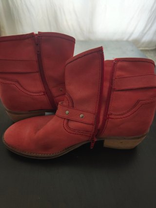 Botines piel color coral