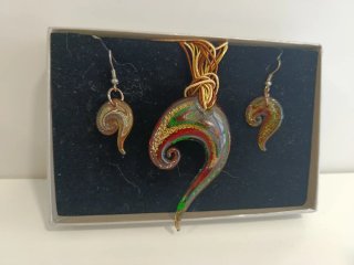 Conjunto Murano Colgante y Pendientes Nuevo