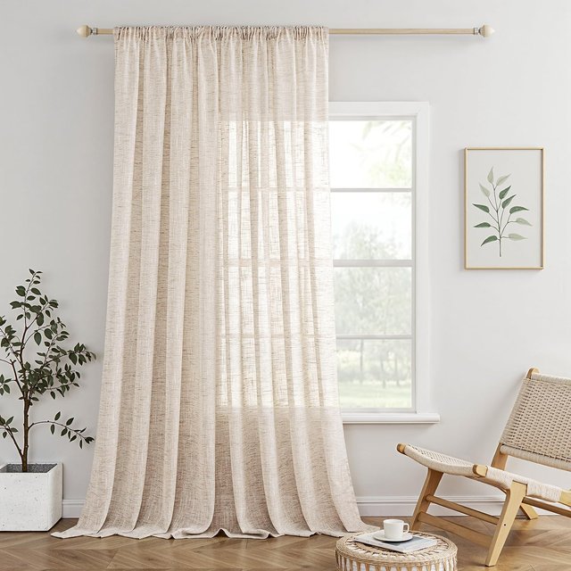 Cortina Visillo MIULEE Lino Beige 300x225