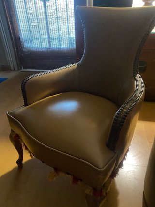 Poltrona Vintage Pelle Marrone Beige