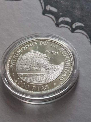 Moneda Plata Merida 2000 Ptas Patrimonio Mundial