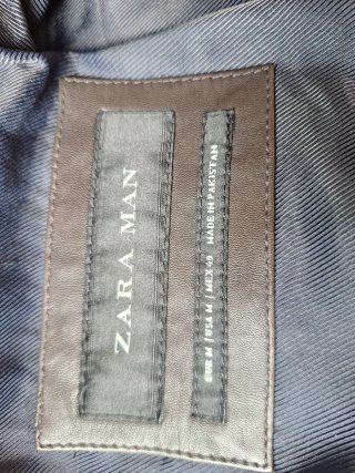 Cazadora bomber Zara marrón y forro azul