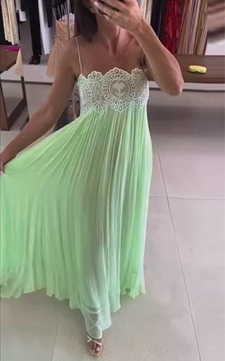 Vestido verde encaje menta viral