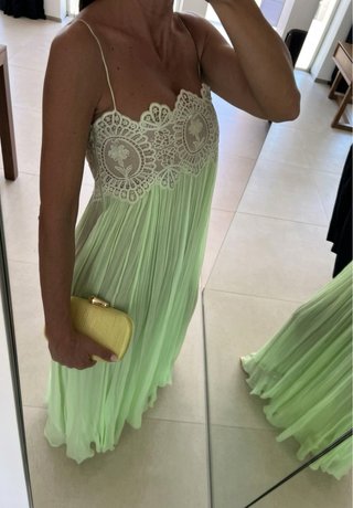 Vestido verde encaje menta viral
