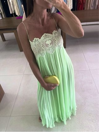 Vestido verde encaje menta viral