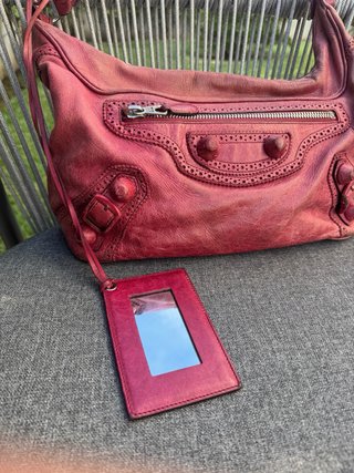 Vintage Balenciaga day bag em couro vermelho
