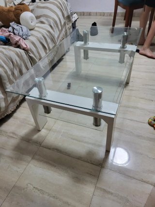 Mesa de centro moderna cristal y blanco