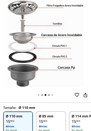 Desagüe Fregadero de Acero Inoxidable 110mm