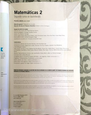 Libro Matemáticas 2° Bachillerato edebé