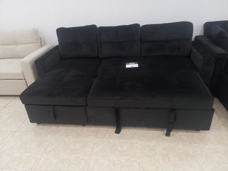 Sofá Cama Chaise Longue Negro Terciopelo