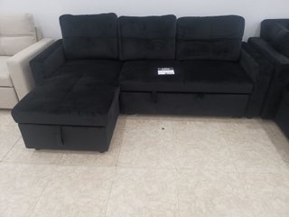 Sofá Cama Chaise Longue Negro Terciopelo