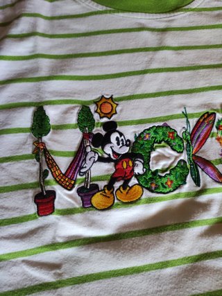 Camiseta Mickey Mouse Rayas Verde y Blanca