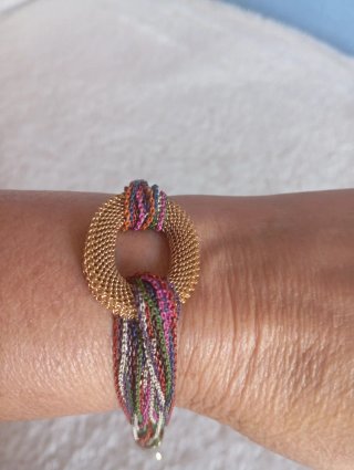 Pulsera Purificación García Aro Dorado Multicolor