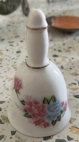Campanella vintage porcellana bianca fiori