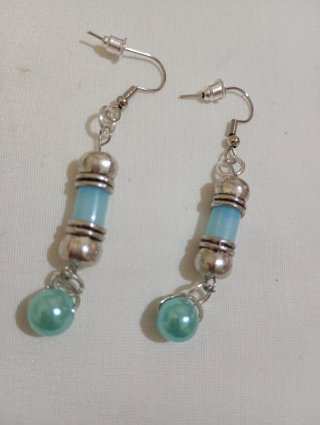 Pendientes Acero Inoxidable Azul y Plateado