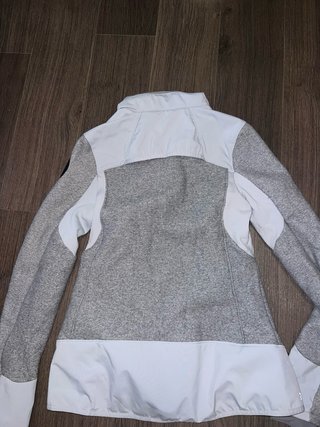 Chaqueta polar Quechua capucha gris y blanco
