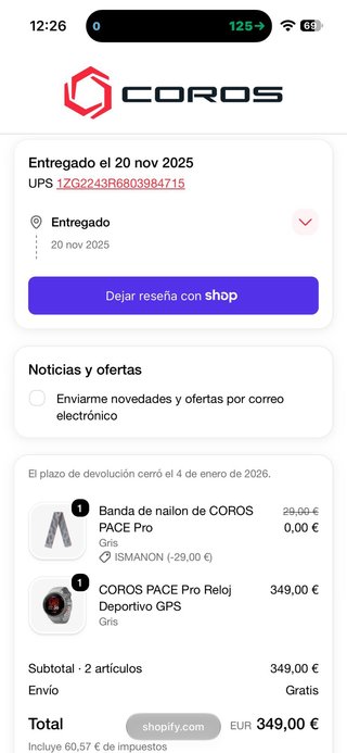 Coros Pace Pro Reloj GPS Gris/Rojo