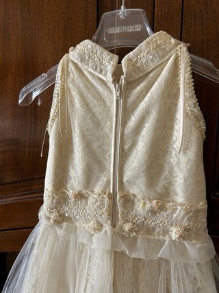 Vestito damigella firmato beige/bianco