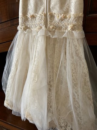 Vestito damigella firmato beige/bianco