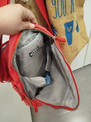 3 Bolsos de tela (beige y rojo)