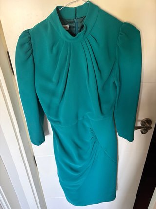 Vestido invitada Cherubina verde azulado