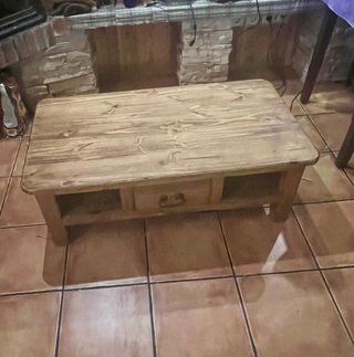 Mesa centro madera pino maciza cajón