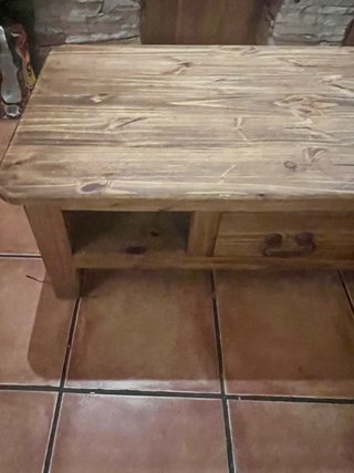 Mesa centro madera pino maciza cajón