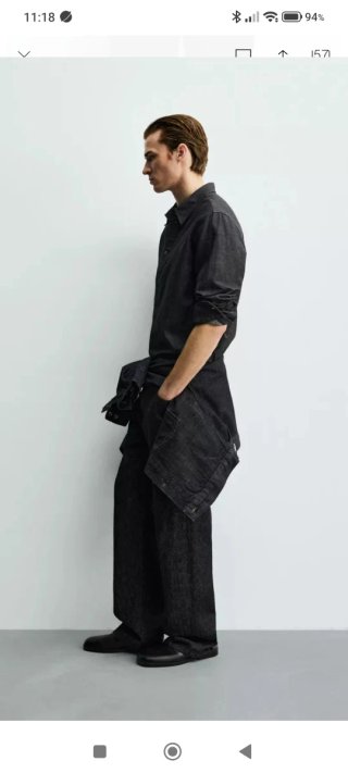 Camisa Zara Denim Algodón Lino Hombre