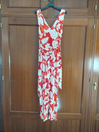 Mono Mango floral rojo y blanco talla S