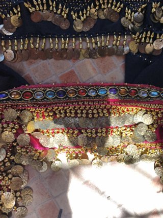 Cinturónes Danza Vientre Negro y Dorado y rosa