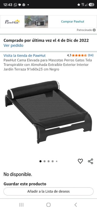 Cama elevada para mascotas gris