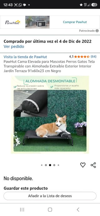 Cama elevada para mascotas gris