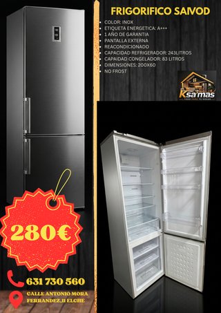 Frigorífico Saivod Inox 243L + 83L Congelador