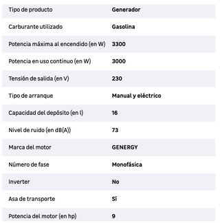 Generador gasolina 3300W 230V