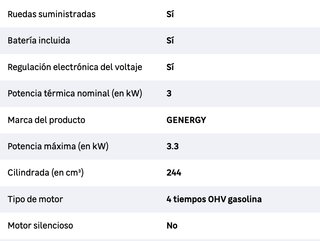 Generador gasolina 3300W 230V
