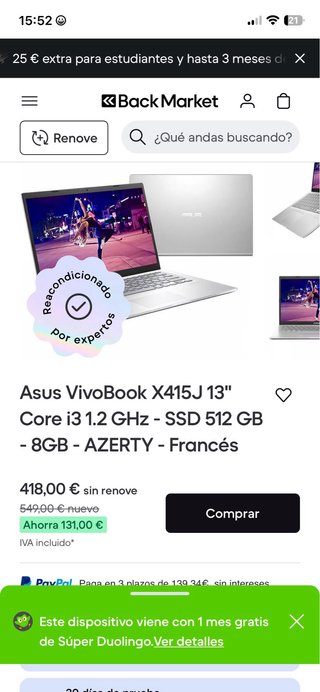 Ordenador Asus Vivobook Nuevo